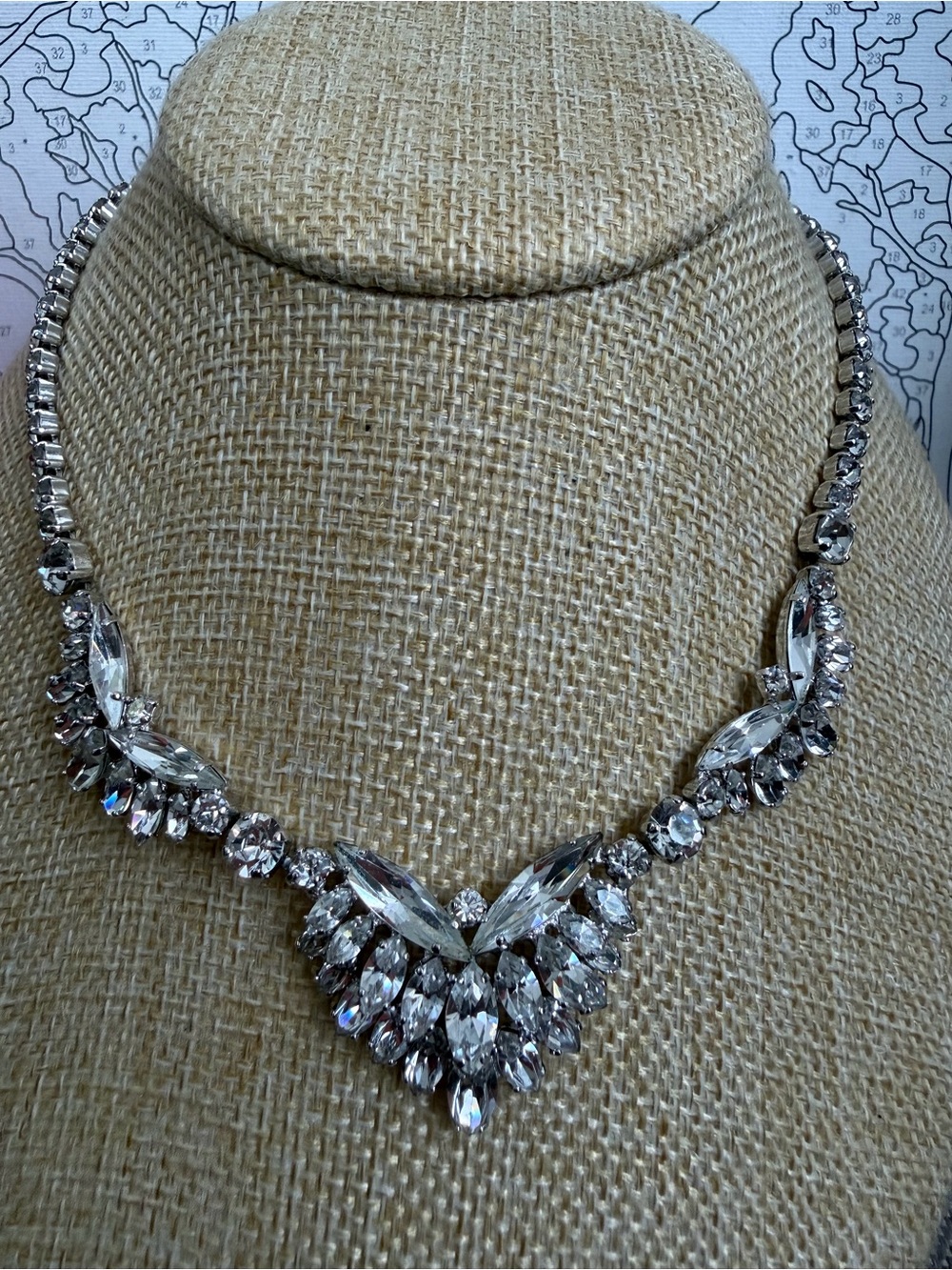 Sherman Sparkling Clear Crystal Necklace in Silver Tone